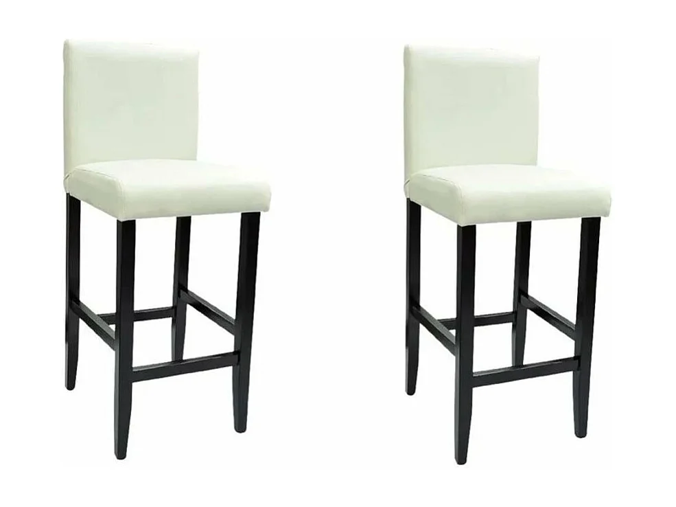 Juego de dos taburetes de bar de diseño, asiento de silla de cuero artificial blanco 1202148