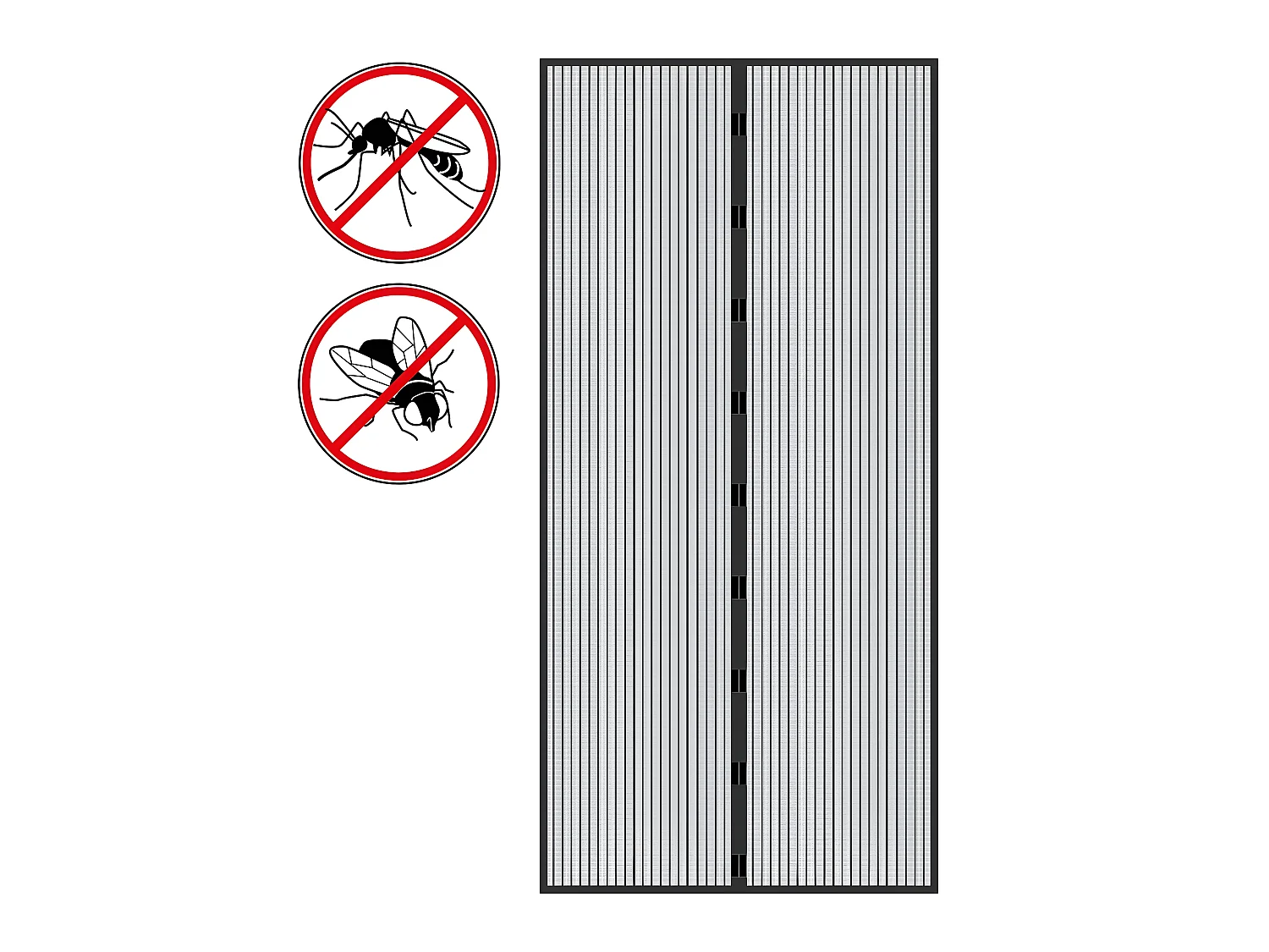 Tenda per porta con zanzariera magnetica 100 x 210 cm nero ECD Germany