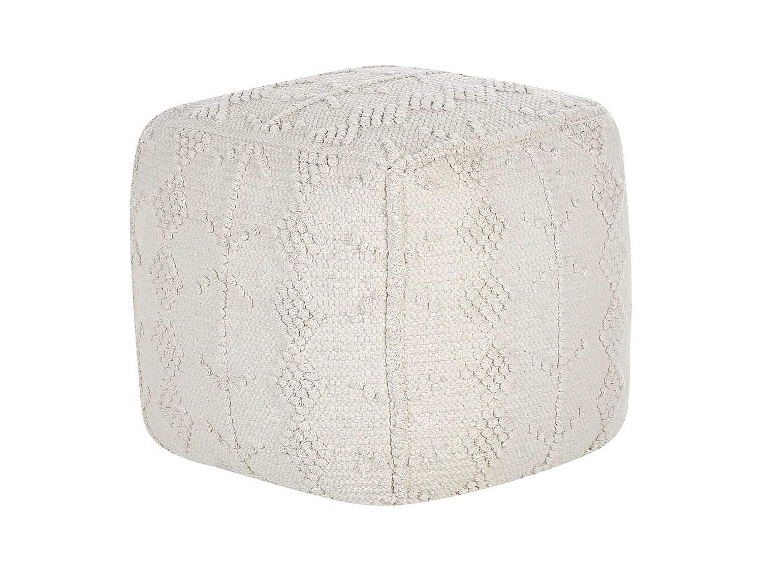 Pouf Baumwolle weiß 40x40x40 cm Sitzkissen Bodenkissen im Boho Stil Warangal