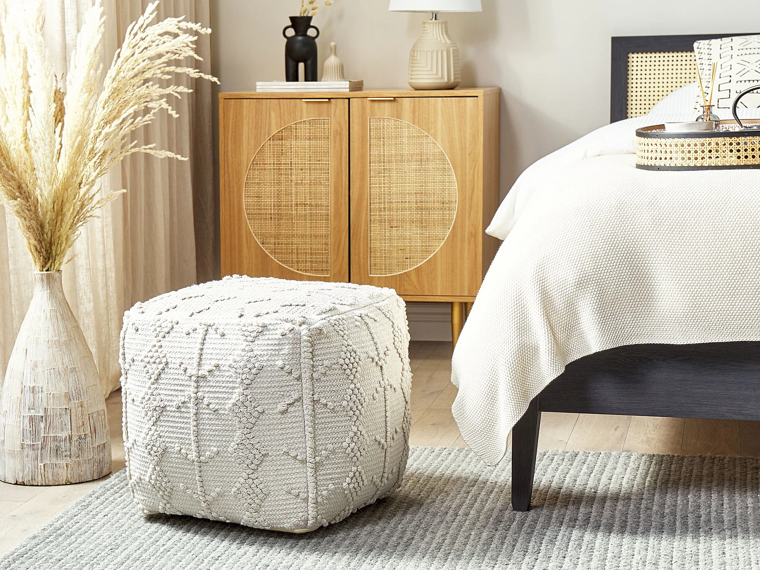 Pouf WARANGAL Coton Blanc