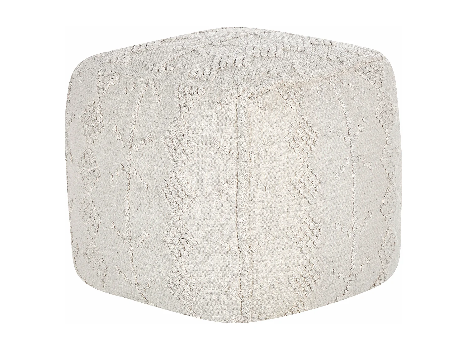 Pouf Baumwolle weiß 40x40x40 cm Sitzkissen Bodenkissen im Boho Stil Warangal