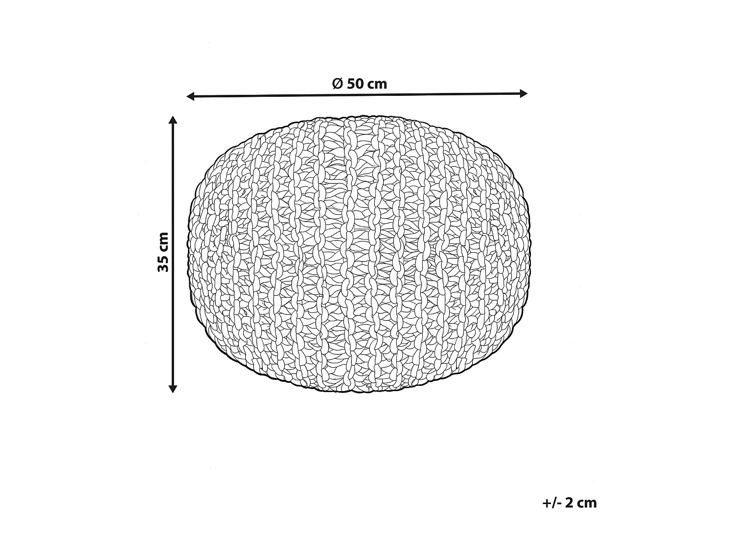 Pouf DUKI Jute Rose 50 cm 50 cm 40 cm