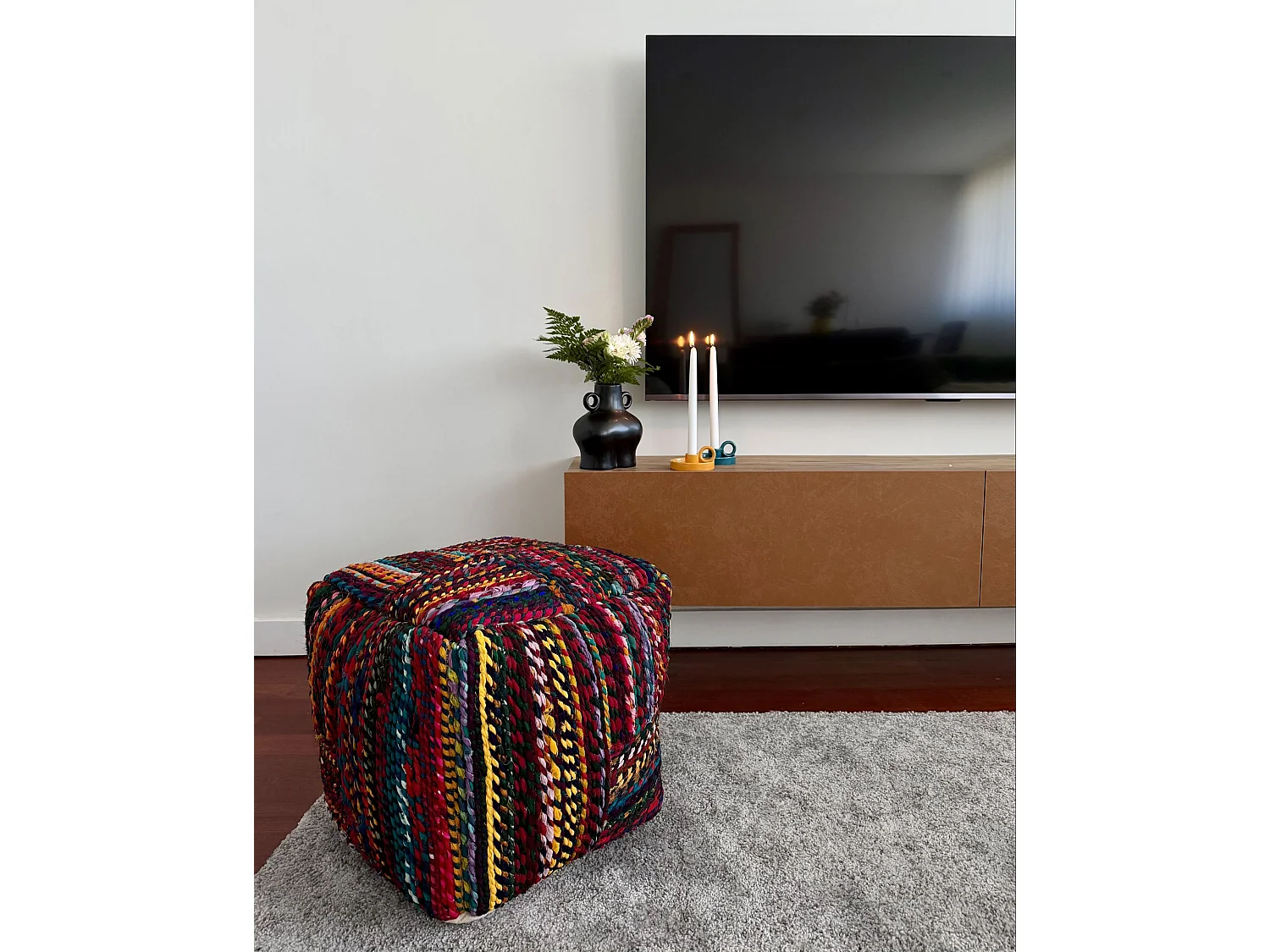 Pouf MEKHTAR Coton Multicolore 40 cm 40 cm 40 cm