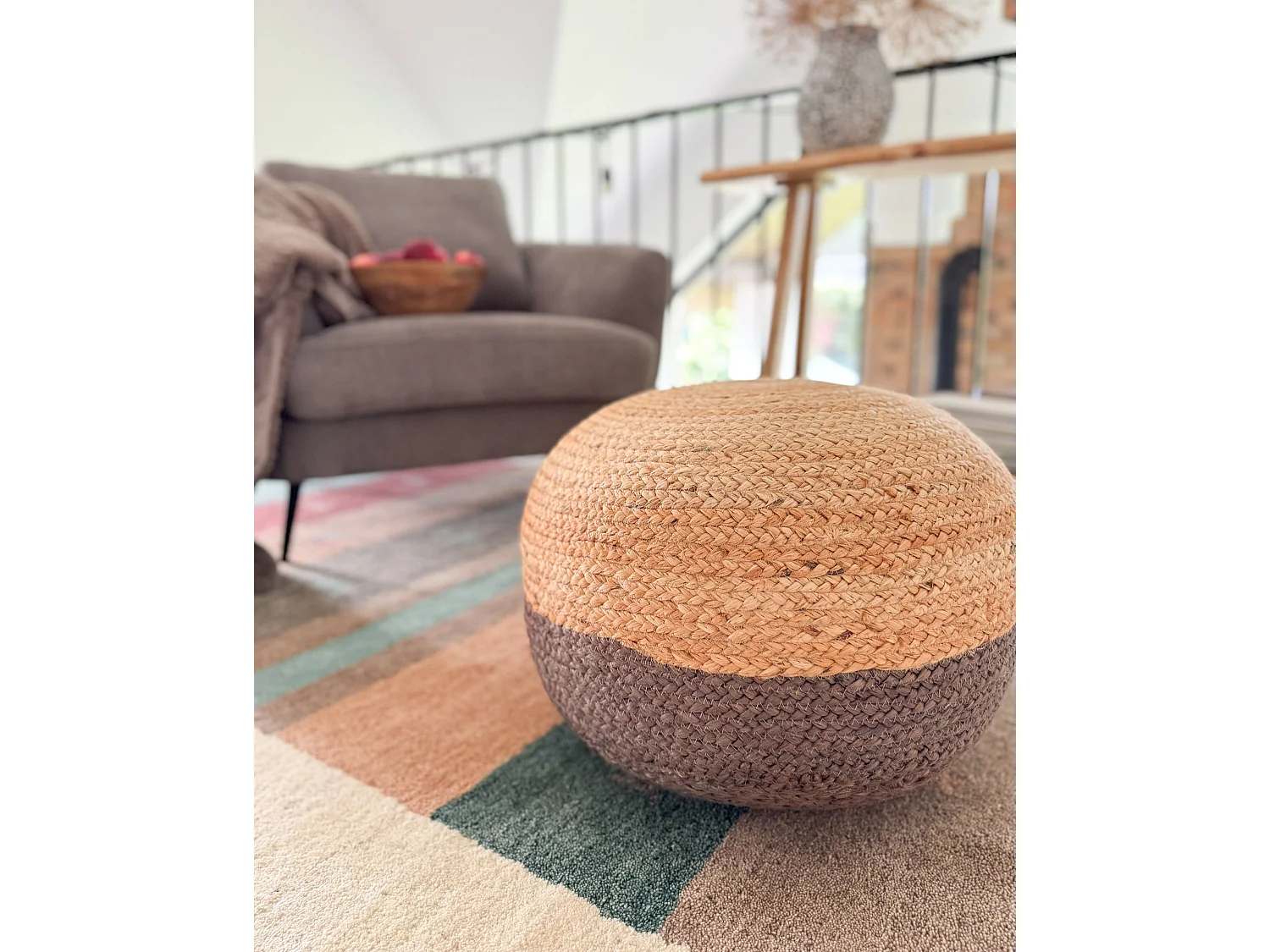 Pouf DUKI Jute Marron 50 cm 50 cm 40 cm