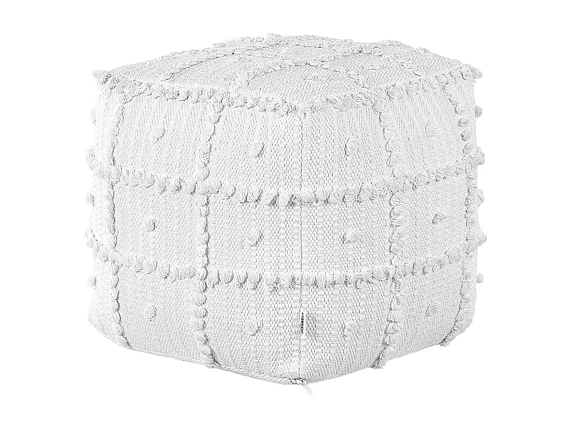 Pouf Baumwolle weiß 40x40x40 cm Sitzkissen Bodenkissen im Boho Stil Harnai