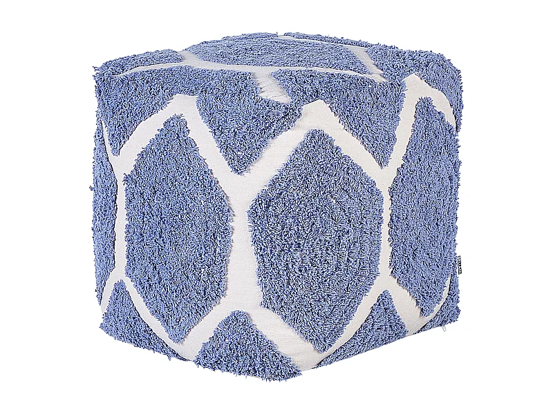 Pouf en coton beige et bleu 40 x 40 cm ROJHAN