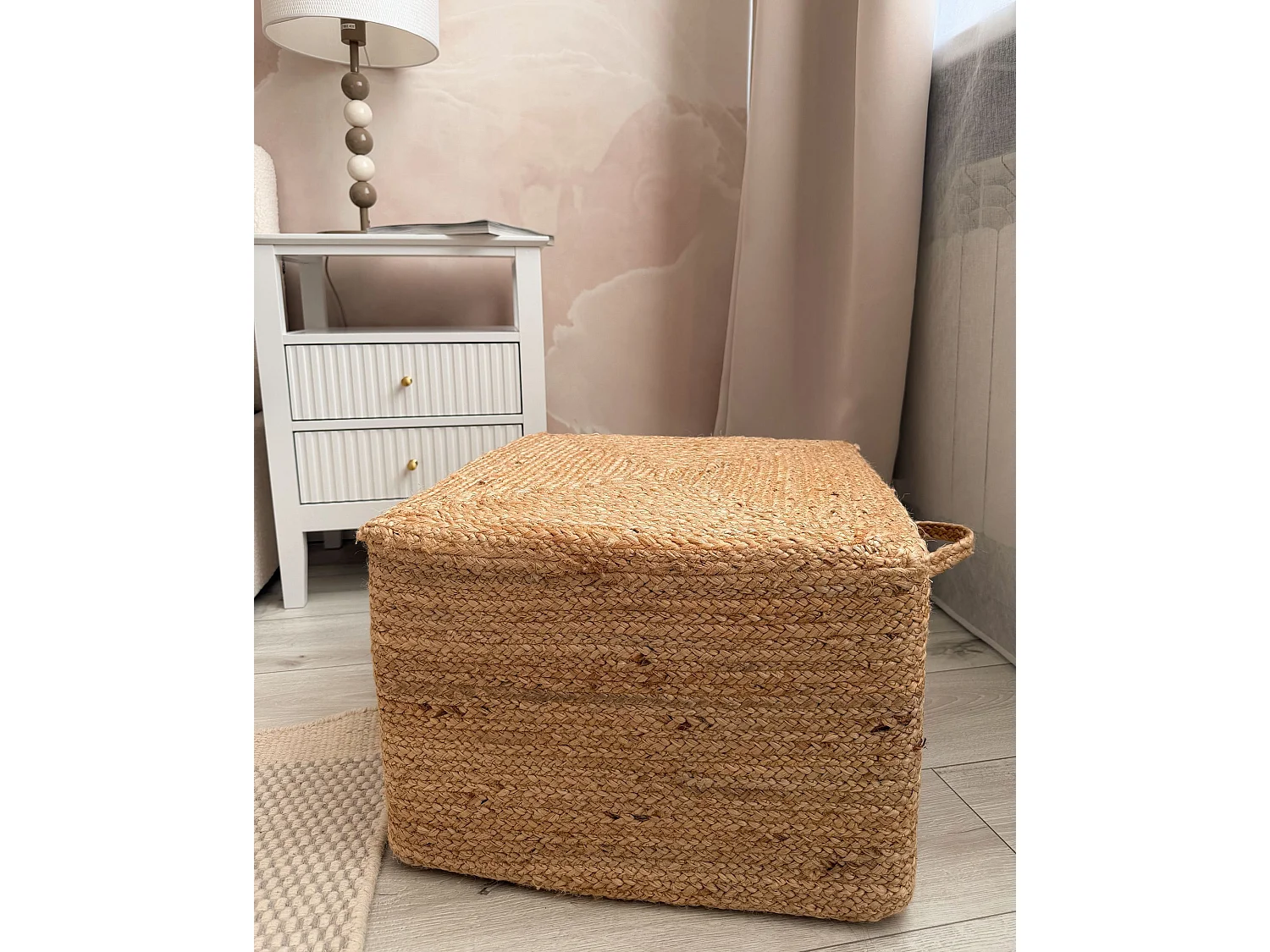 Pouf DHADAR Jute Naturel 45 cm 45 cm 30 cm
