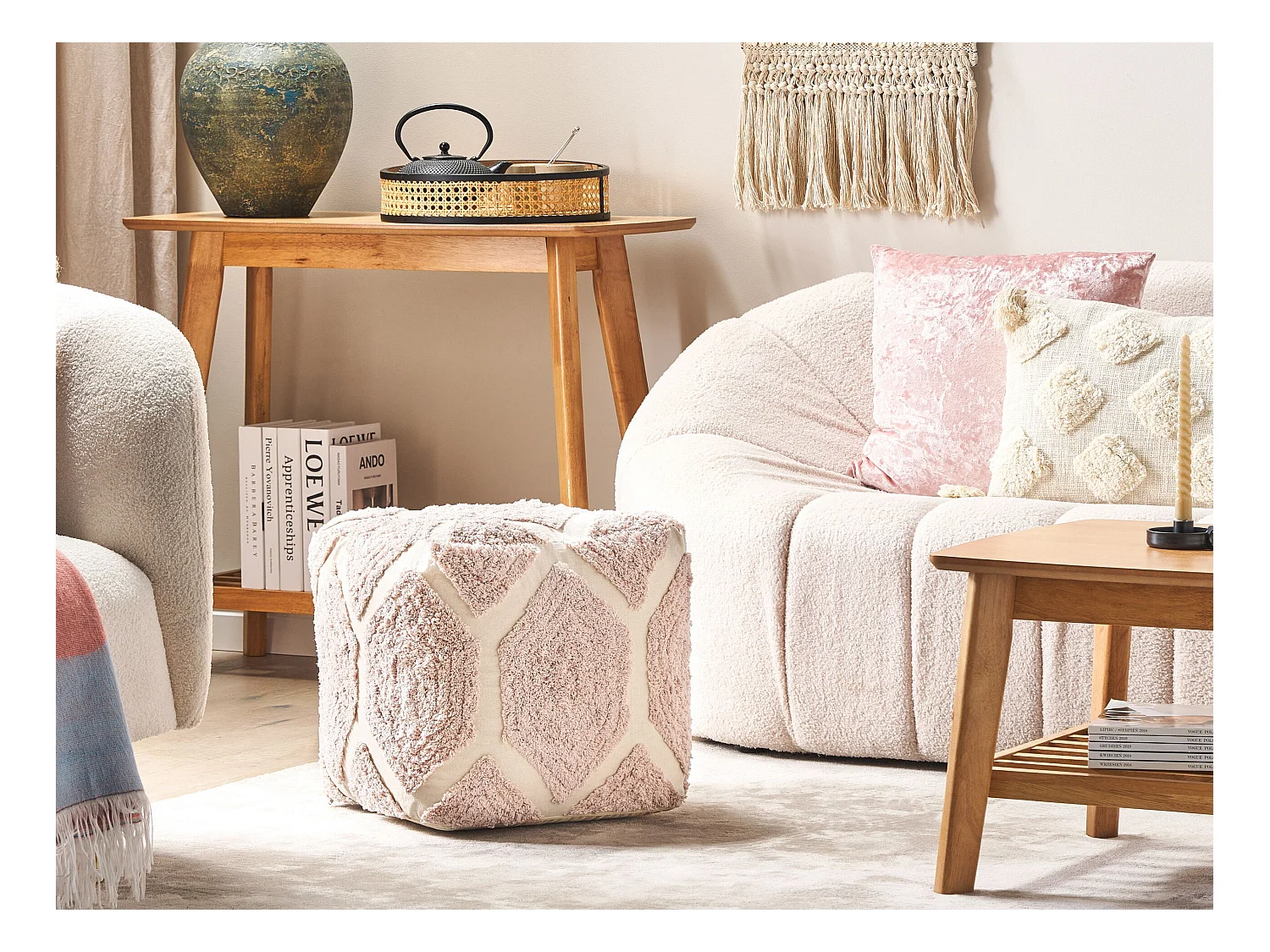 Poef ROJHAN Katoen Pastelroze 40 cm 40 cm 40 cm