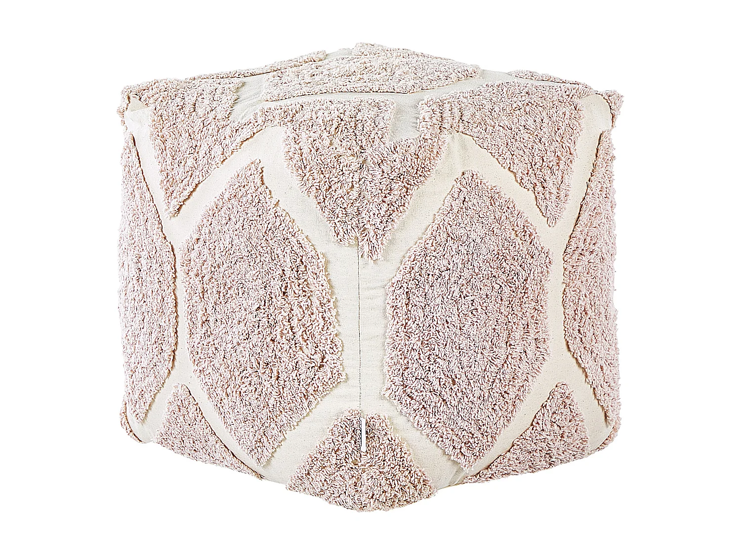 Pouf Baumwolle beige / rosa geometrisches Muster strukturiert Boho Rojhan