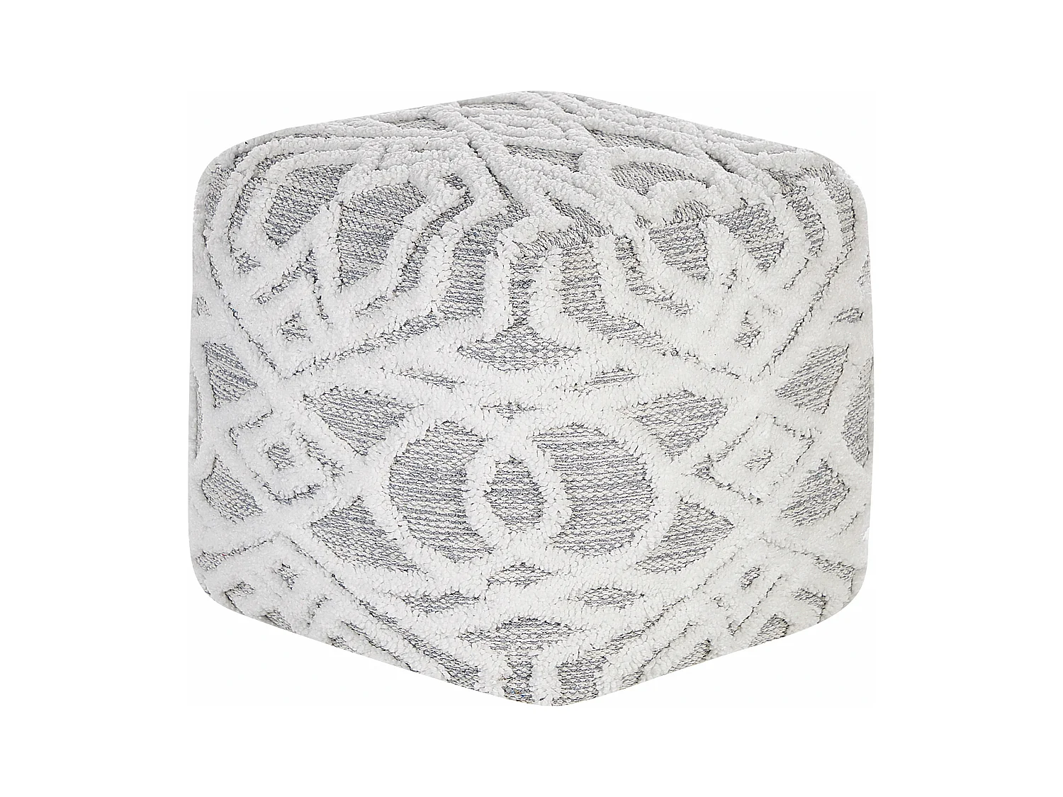 Pouf Baumwolle weiß/grau 40x40x40 cm Sitzkissen Bodenkissen Boho Stil Warangal