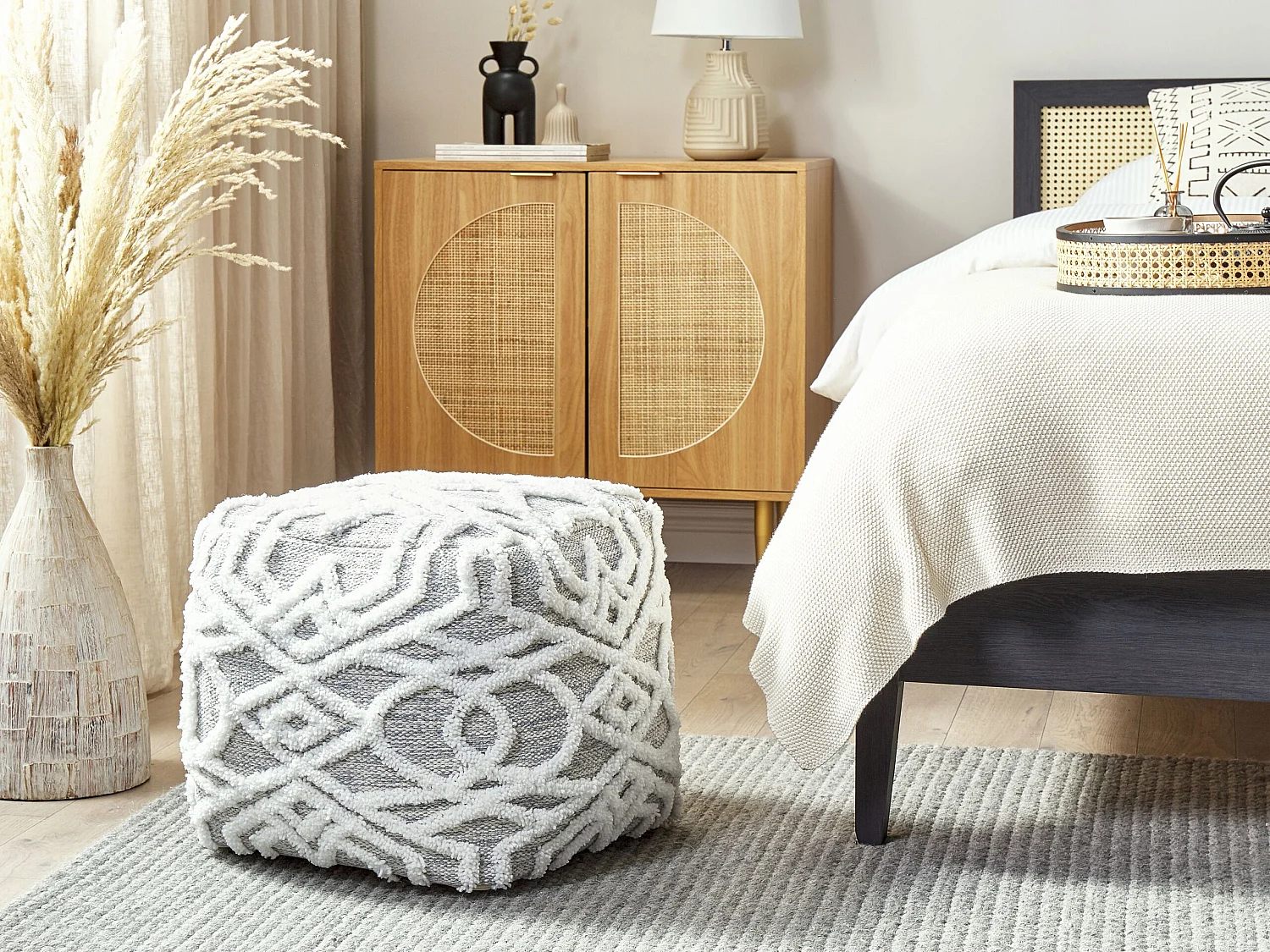 Pouf BHILWARA Coton Gris