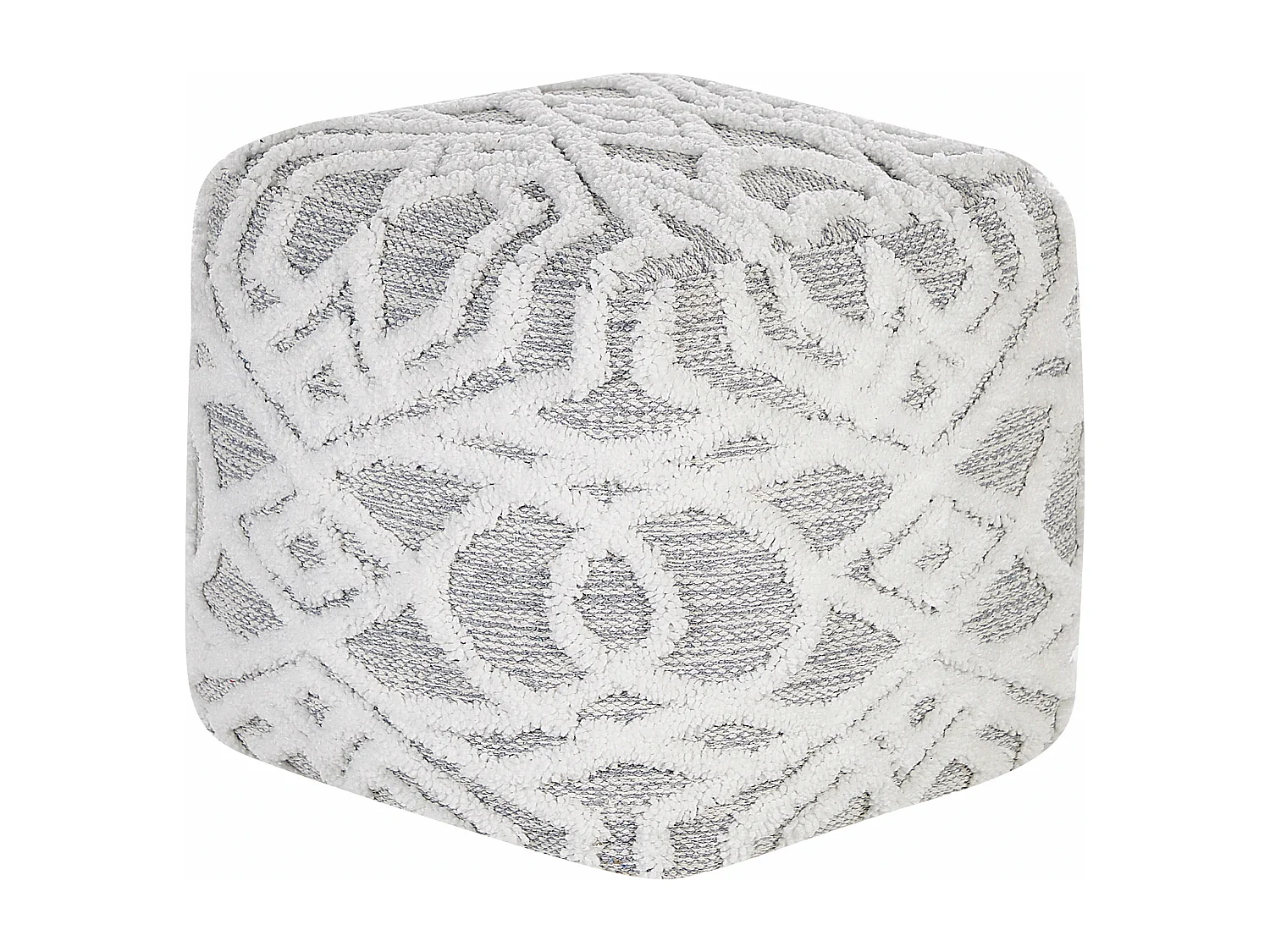 Pouf Baumwolle weiß/grau 40x40x40 cm Sitzkissen Bodenkissen Boho Stil Warangal