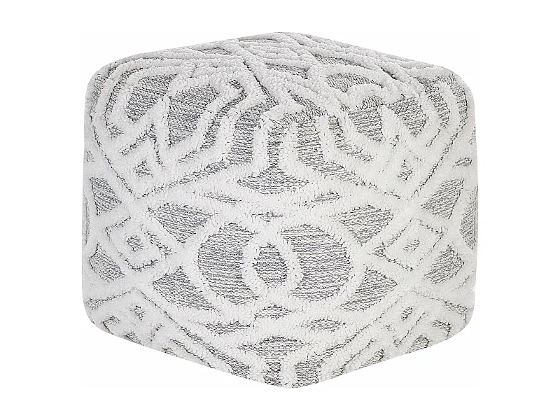 Pouf Baumwolle weiß/grau 40x40x40 cm Sitzkissen Bodenkissen Boho Stil Warangal