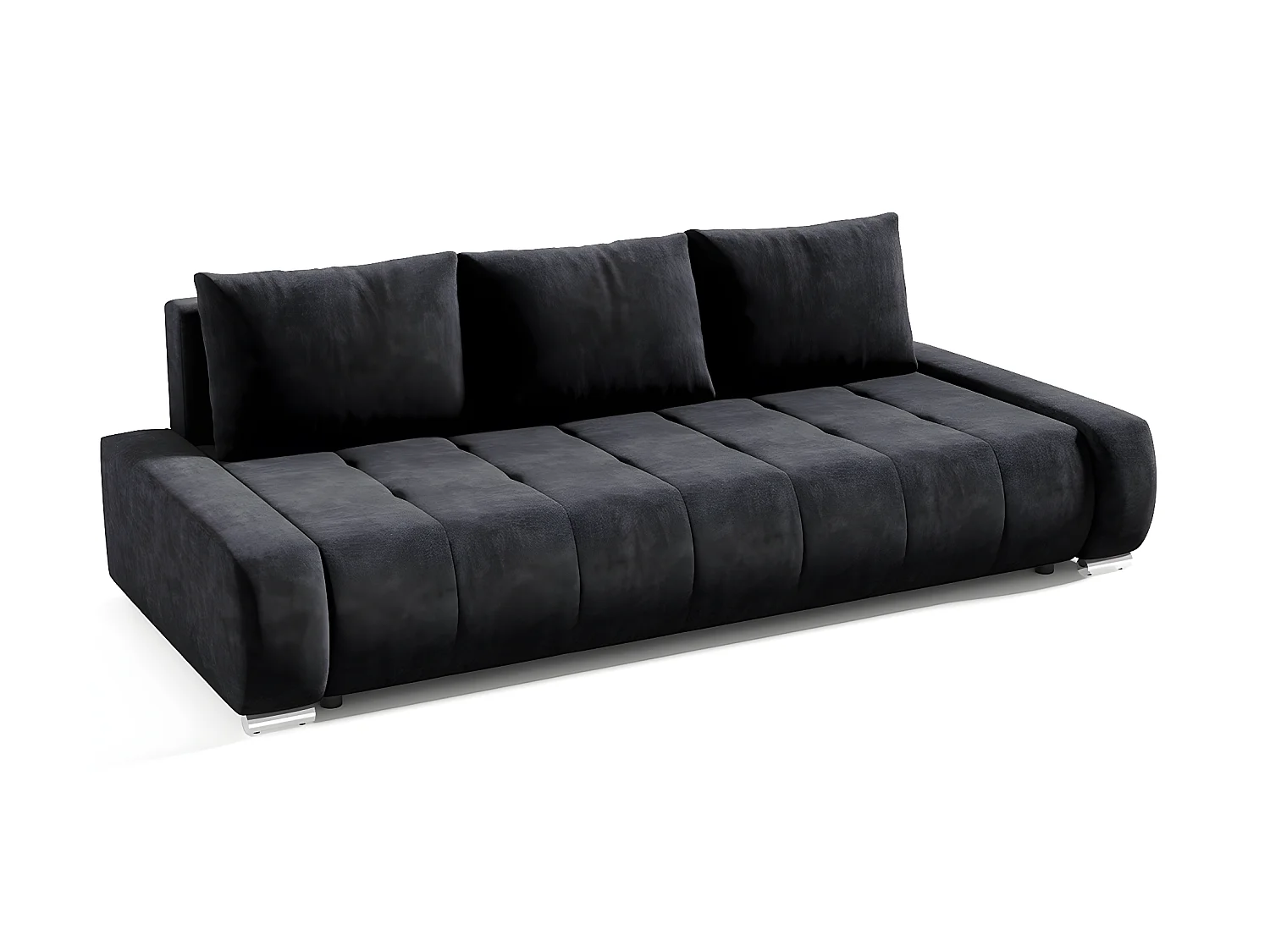 Canapé convertible 3 places avec coffre Jonas Gris anthracite