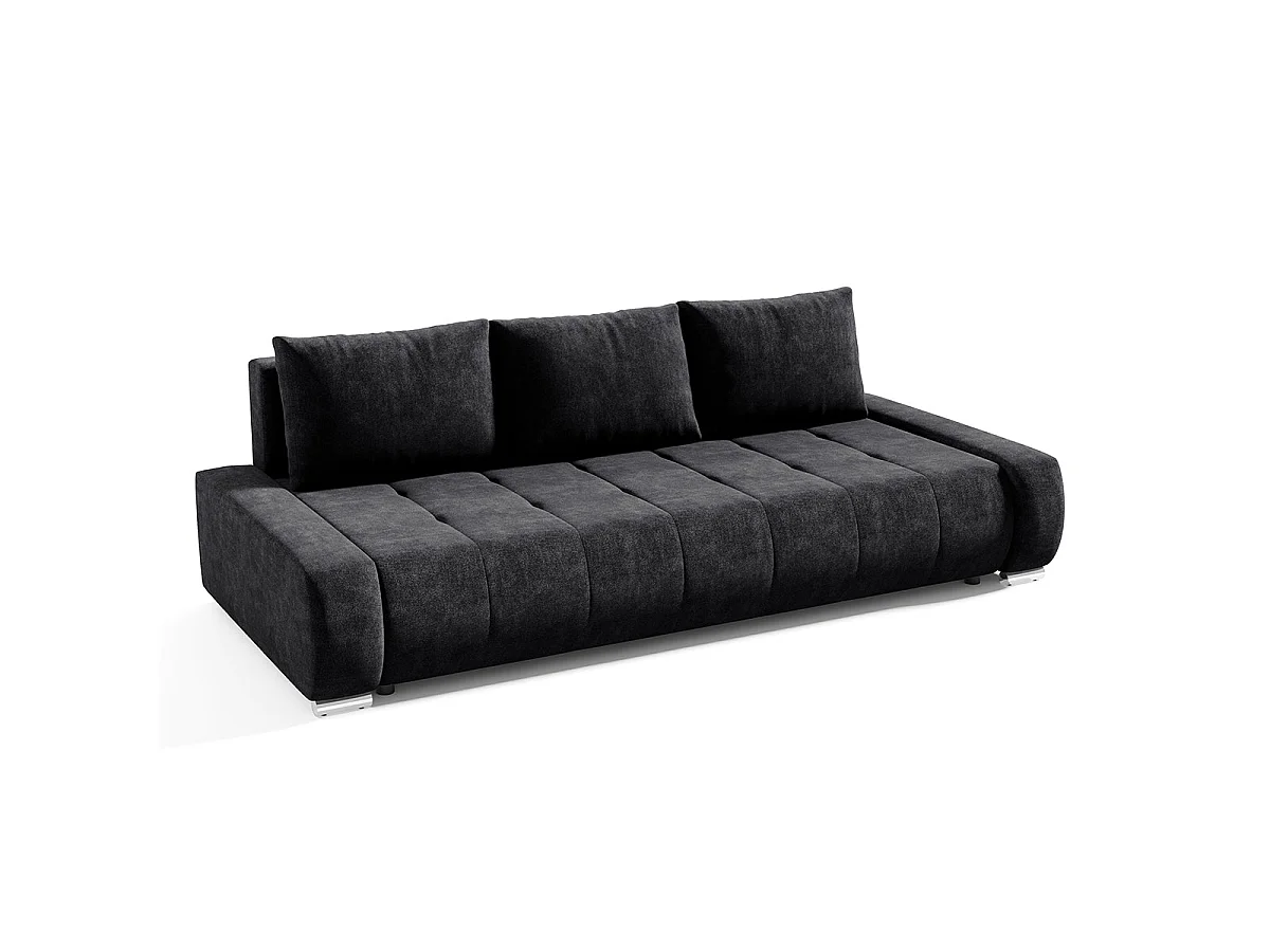 Canapé convertible 3 places avec coffre en tissu gris anthracite