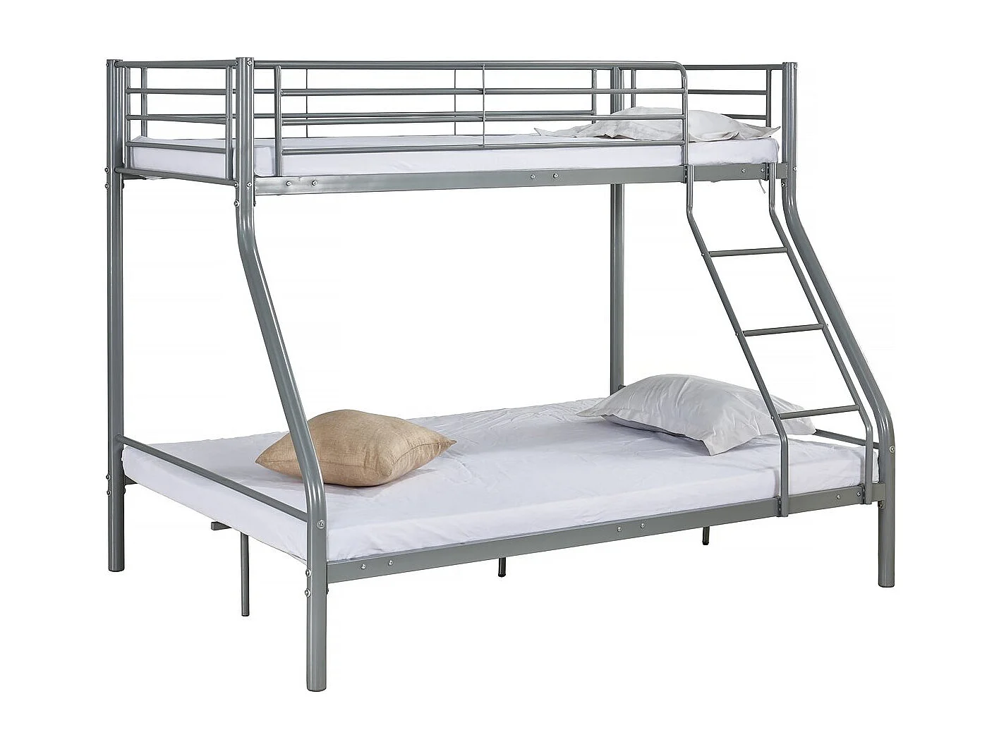 Metalowe łóżko piętrowe „Leo” wraz z podstawami – 90/140 x 190 cm – szare