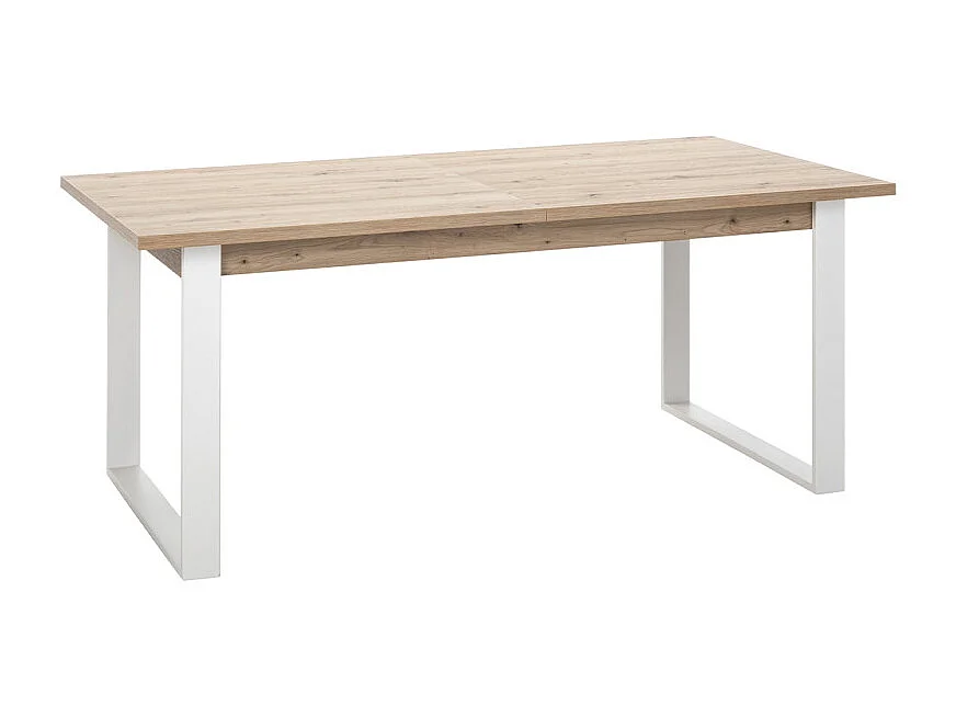 Table extensible 180 à 240 cm décor chêne pieds métal blanc - VERONICA