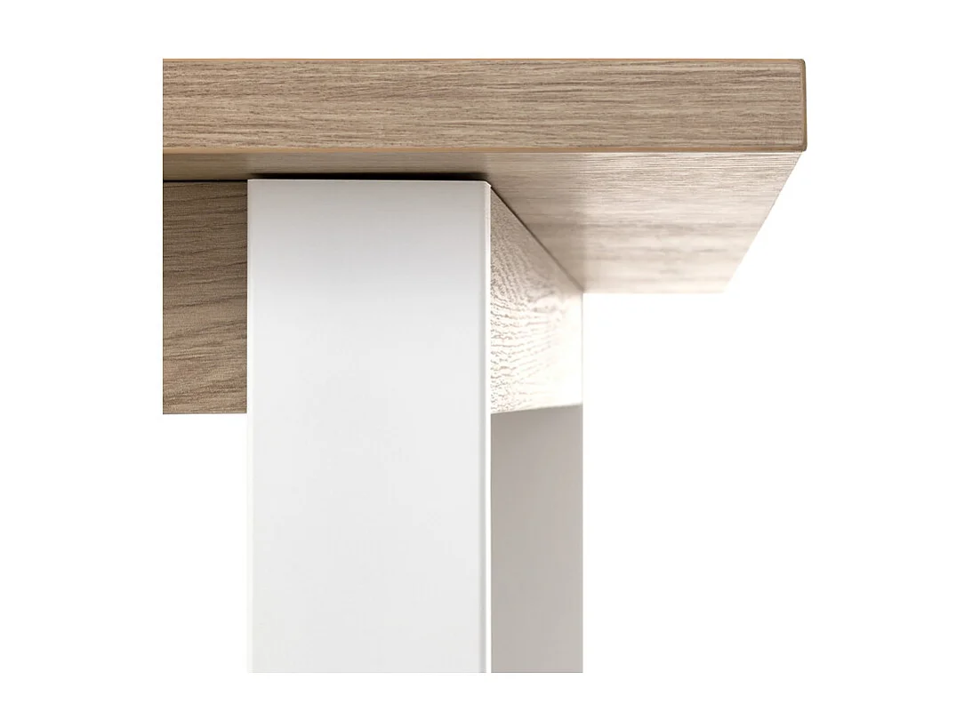 Table extensible 180 à 240 cm décor chêne pieds métal blanc - VERONICA