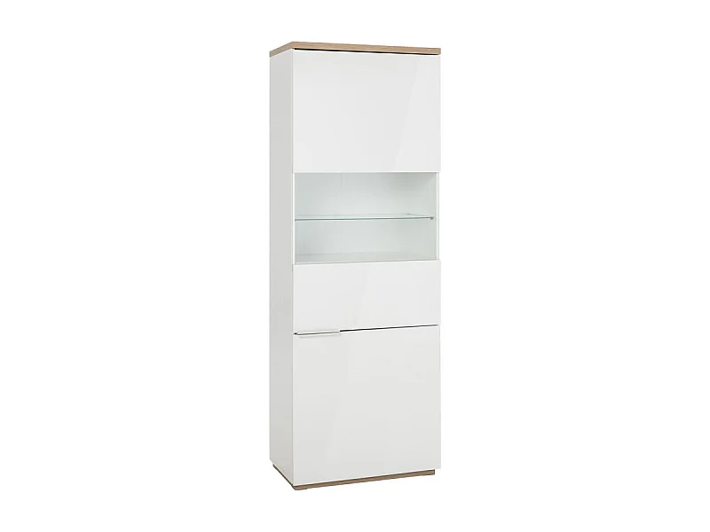 Vitrine réversible décor chêne texturé et blanc laqué - VERONICA