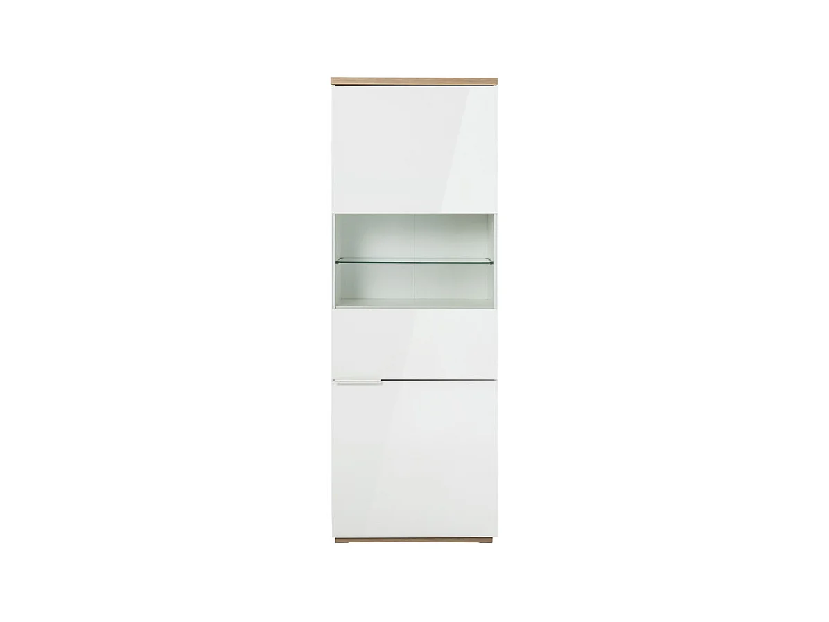 Vitrine réversible décor chêne texturé et blanc laqué - VERONICA