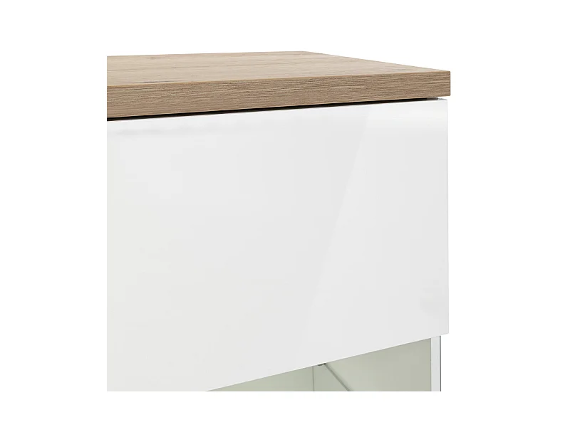 Vitrine réversible décor chêne texturé et blanc laqué - VERONICA