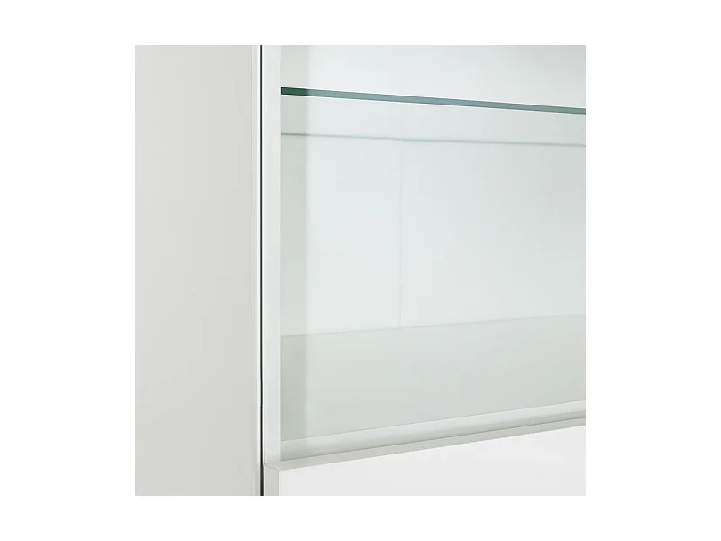 Vitrine réversible décor chêne texturé et blanc laqué - VERONICA