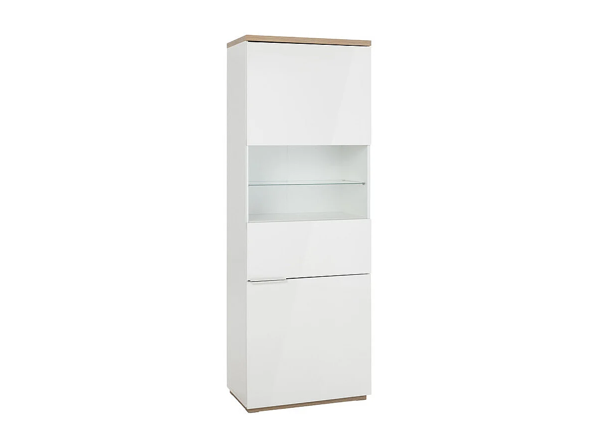 Vitrine réversible décor chêne texturé et blanc laqué - VERONICA