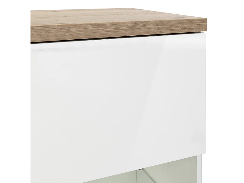 Vitrine réversible décor chêne texturé et blanc laqué - VERONICA