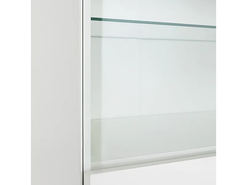 Vitrine réversible décor chêne texturé et blanc laqué - VERONICA