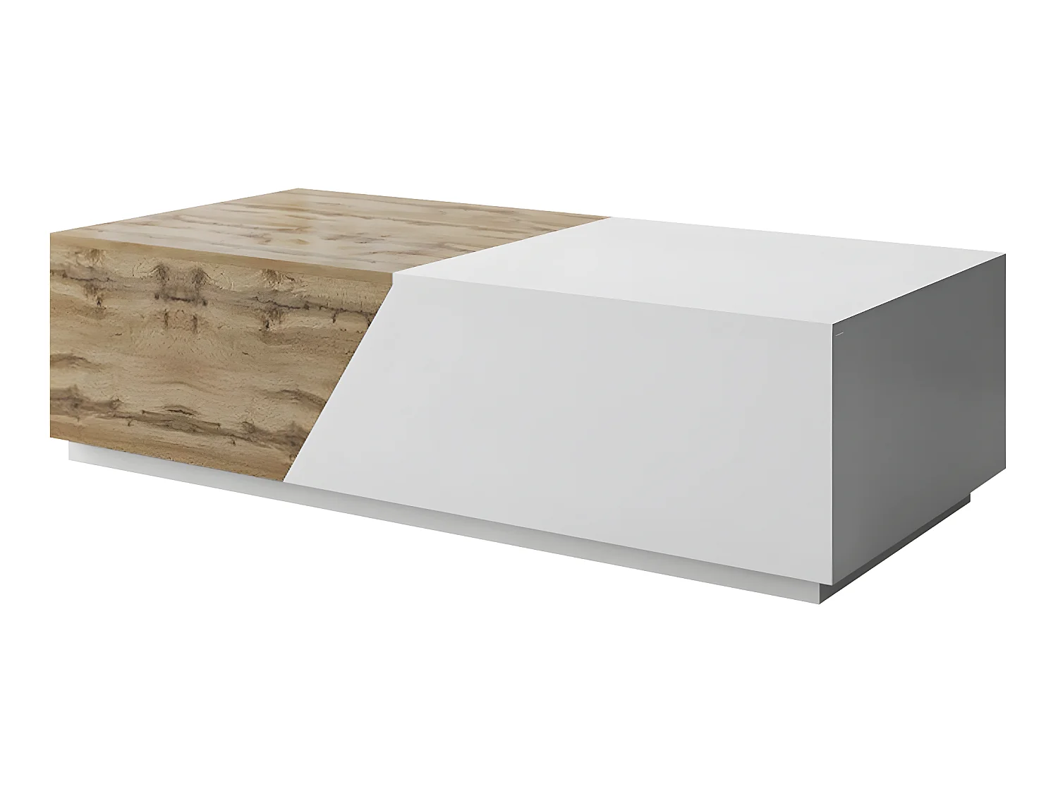 Mesa de centro "ceelias" con caja - 124 x 60 x 42 cm - Blanco/Marrón