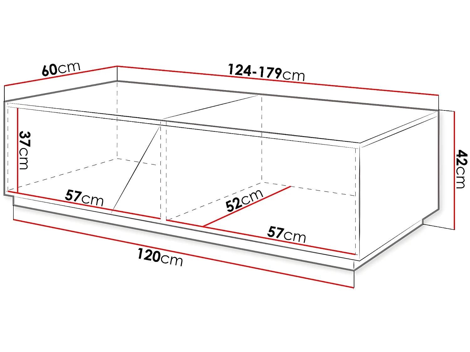 Mesa de centro Ceelias com grande compartimento de armazenamento - Branco/Marrom