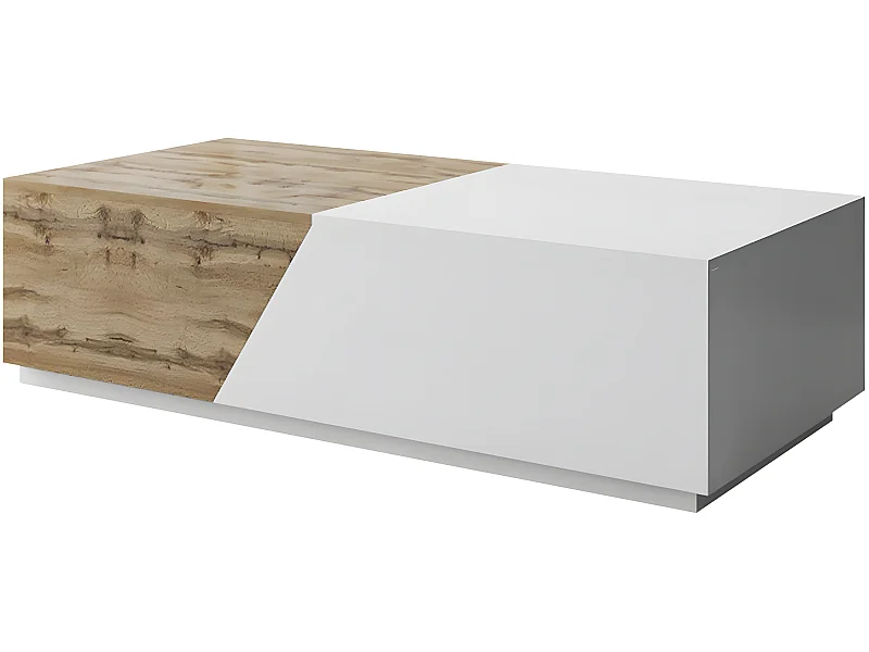 Mesa de centro "ceelias" con caja - 124 x 60 x 42 cm - Blanco/Marrón