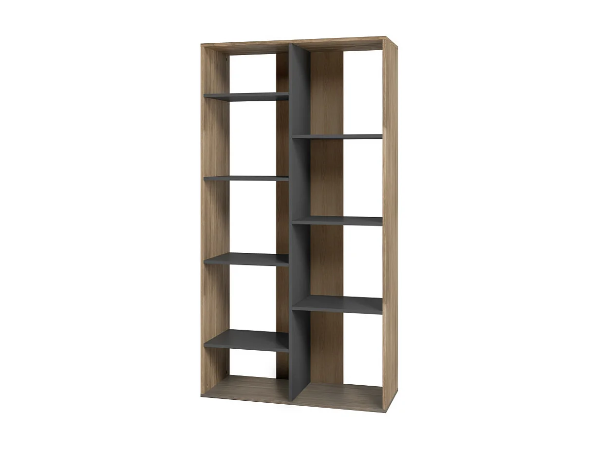 Rayonnage 9 Niches Chêne et Noir 185 cm LINEA