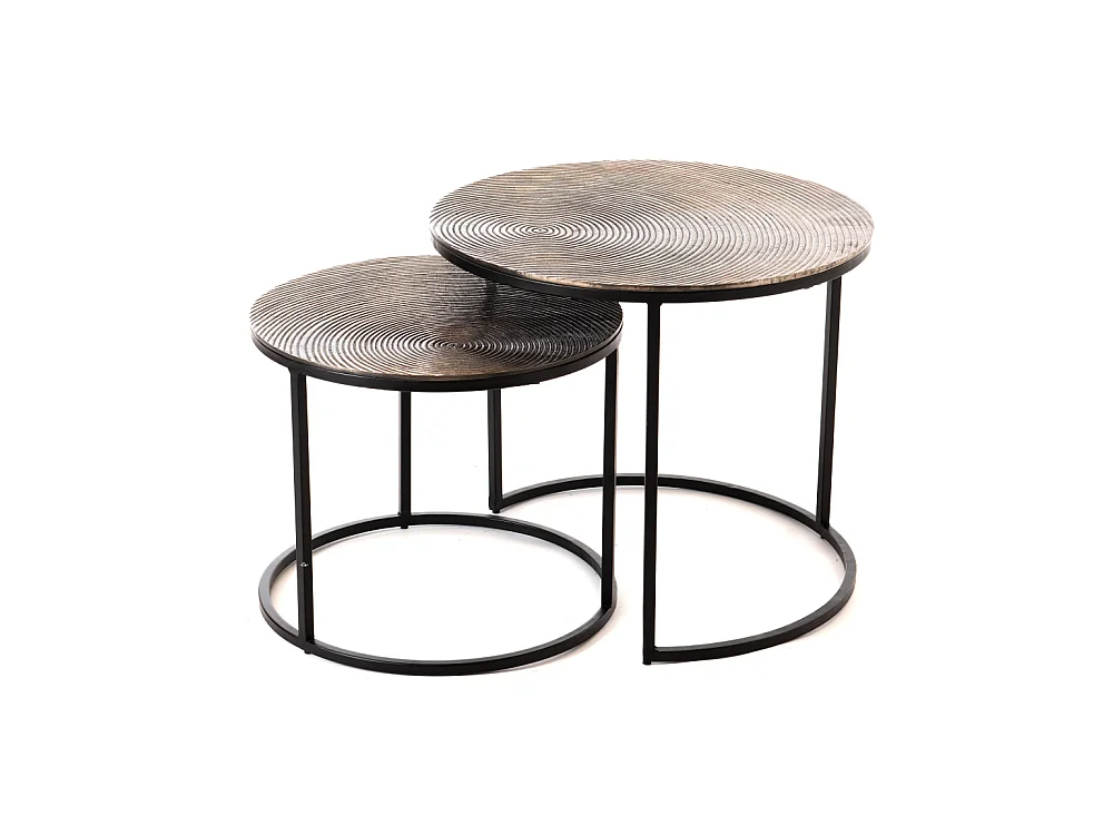 Set de 2 tables basses Rosace en étain