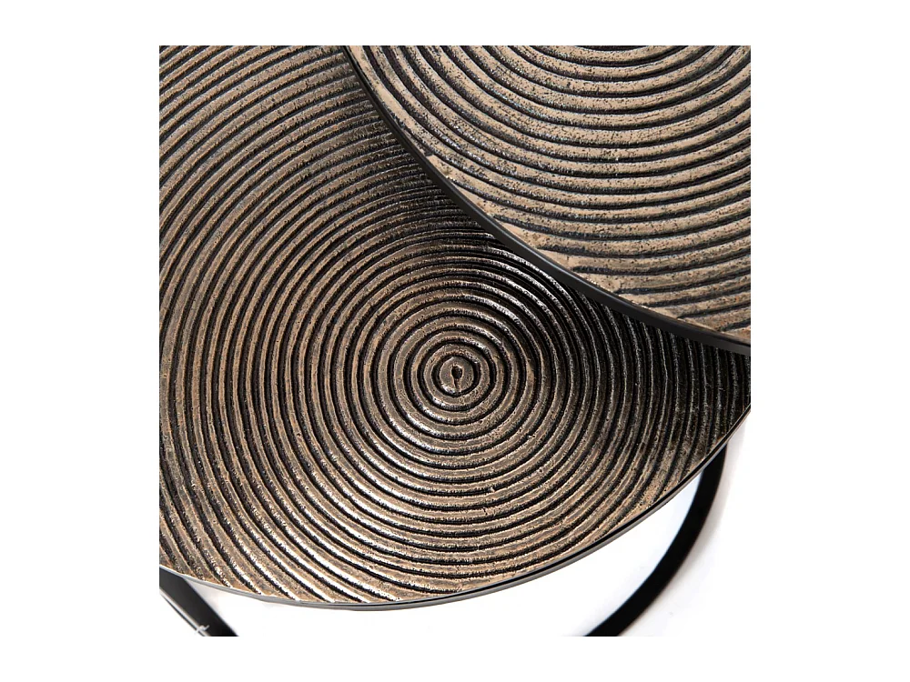 Set de 2 tables basses Rosace en étain