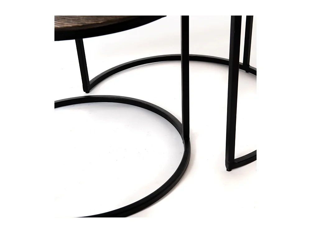 Set de 2 tables basses Rosace en étain