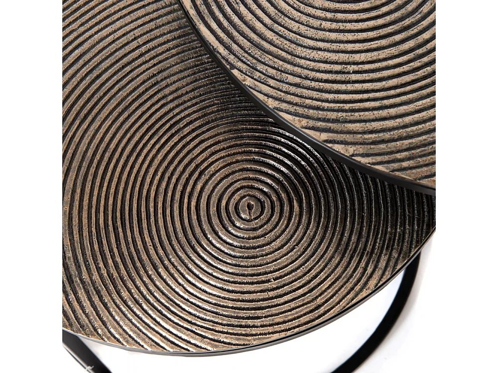 Set de 2 tables basses Rosace en étain