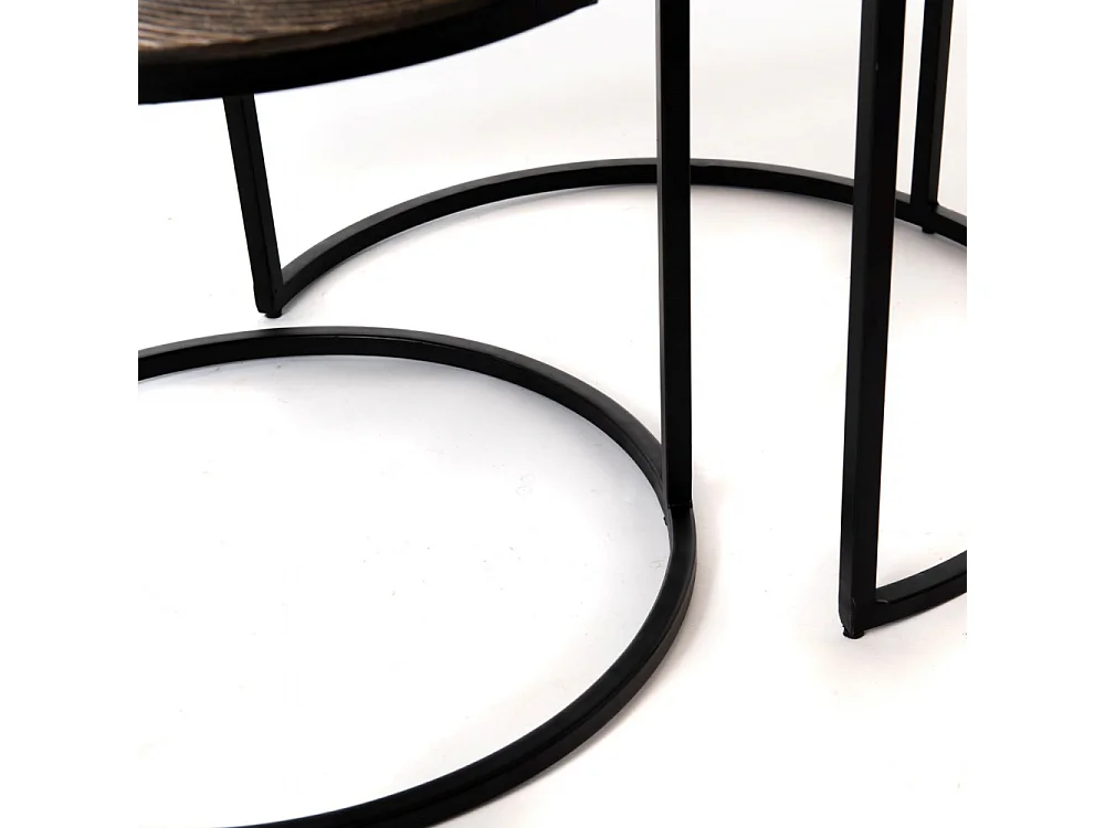 Set de 2 tables basses Rosace en étain