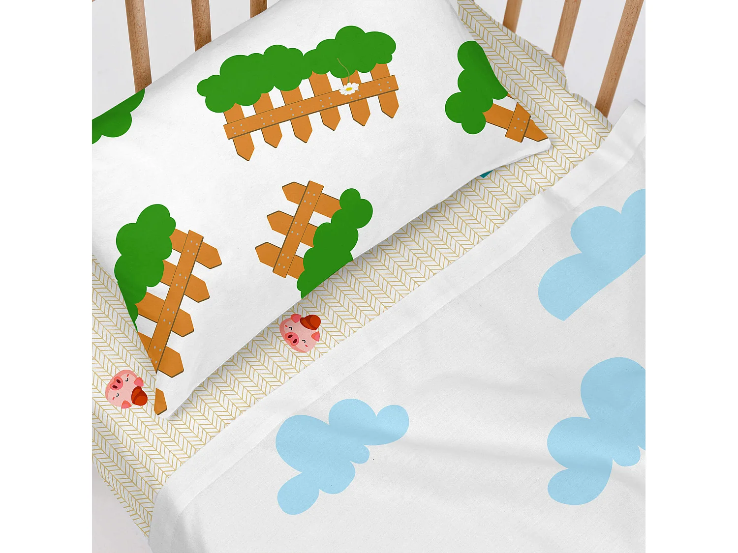 Drap-housse Lit Bébé 70x140 cm Piggys