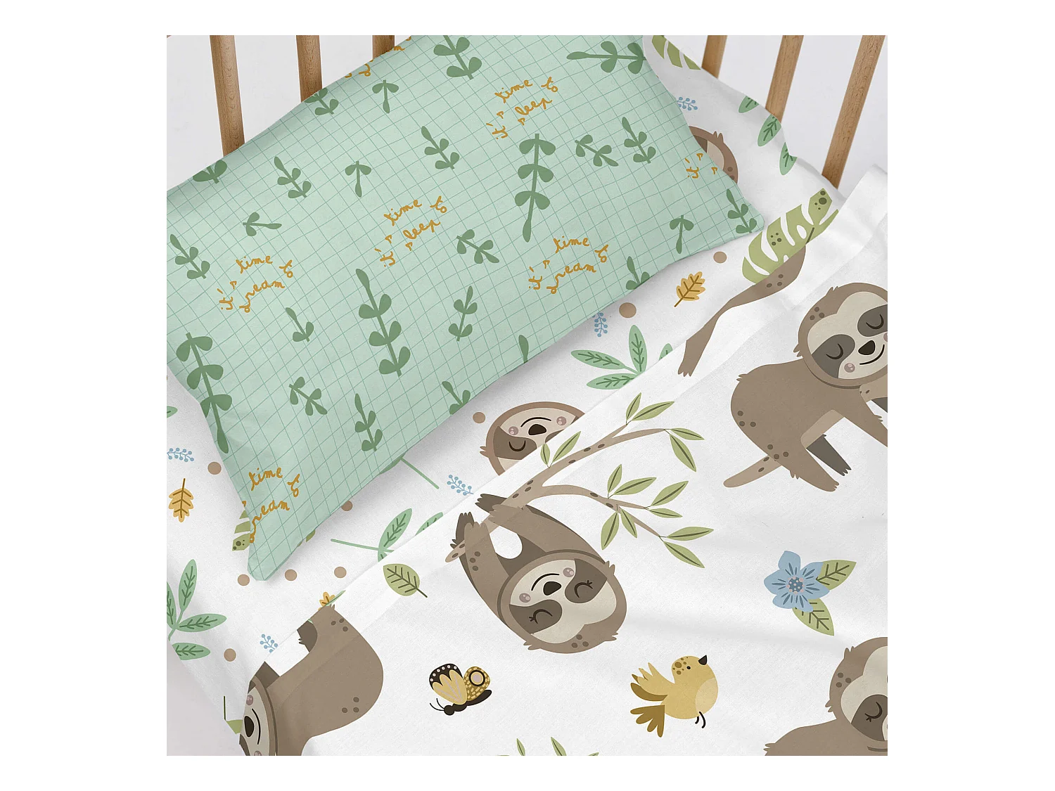 Lenzuolo inferiore Lettino 60x120 cm Happy sloth