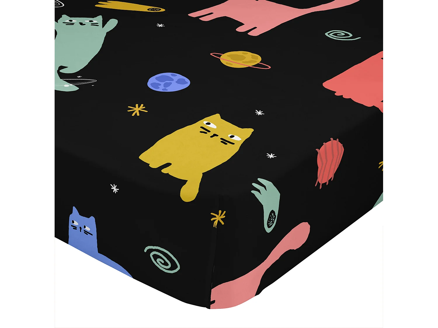 Drap-housse 160x200 cm Cosmic cats