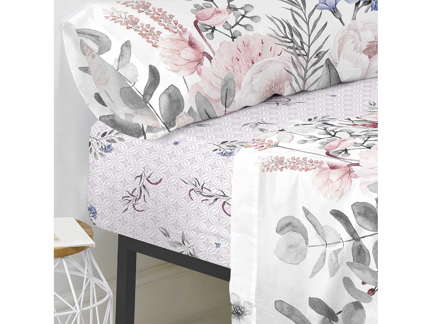 Drap-housse 160x200 cm Delicate bouquet