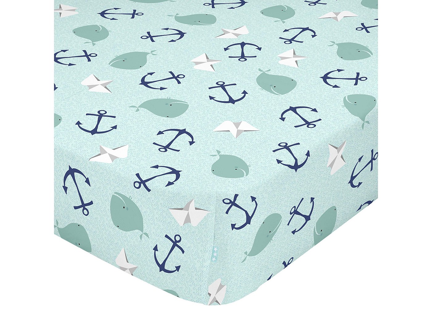 Drap-Housse Bébé 60x120 Cm - Imprimé Baleines - 100% Coton - Oeko-Tex - Mon P'tit Dodo