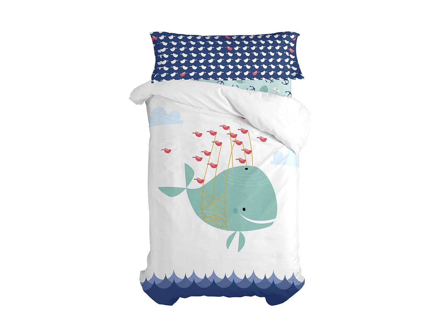 Drap-housse 90x200 cm Whale