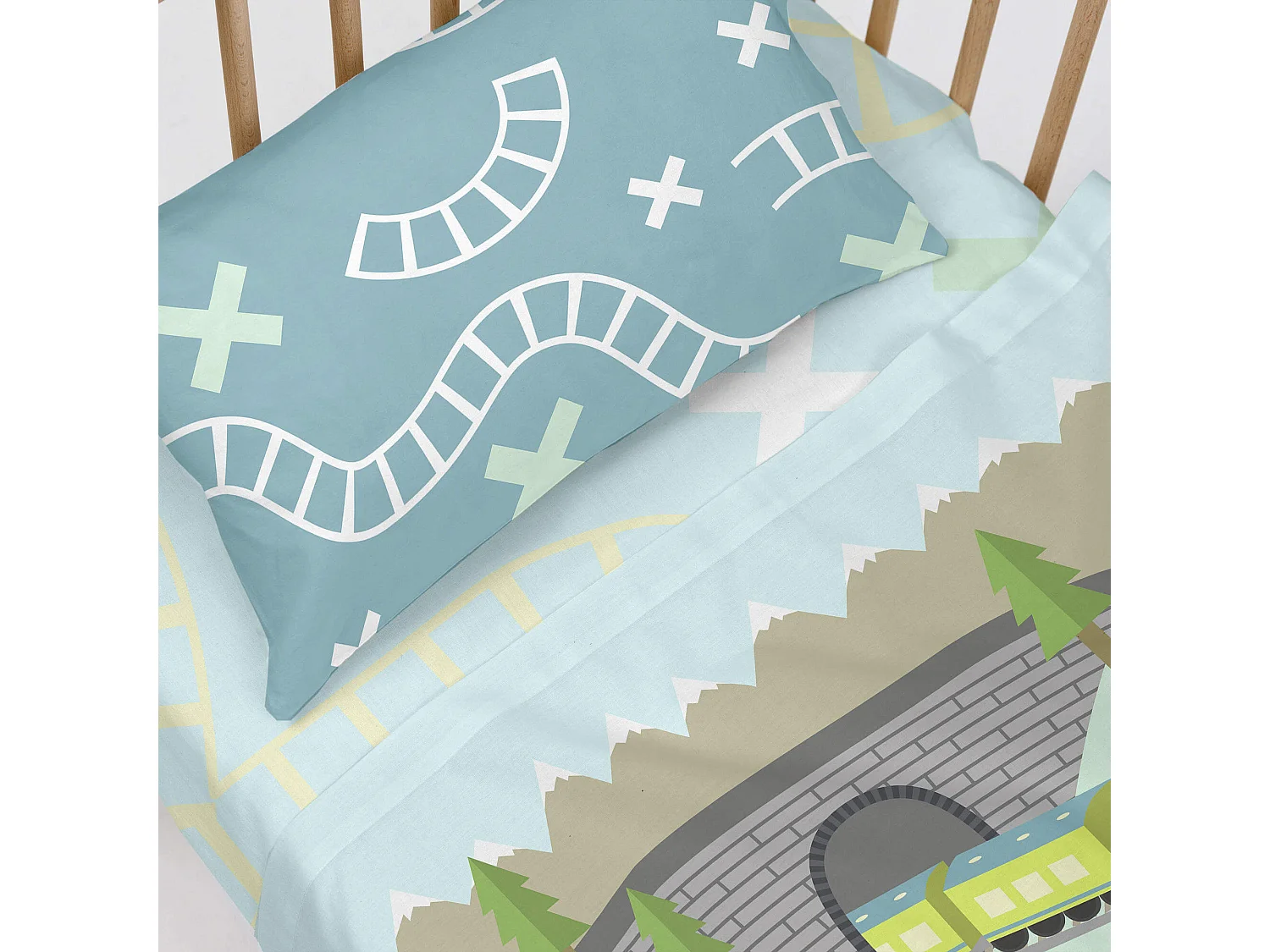 Spannbetttuch Kinderbett 60x120 cm Train