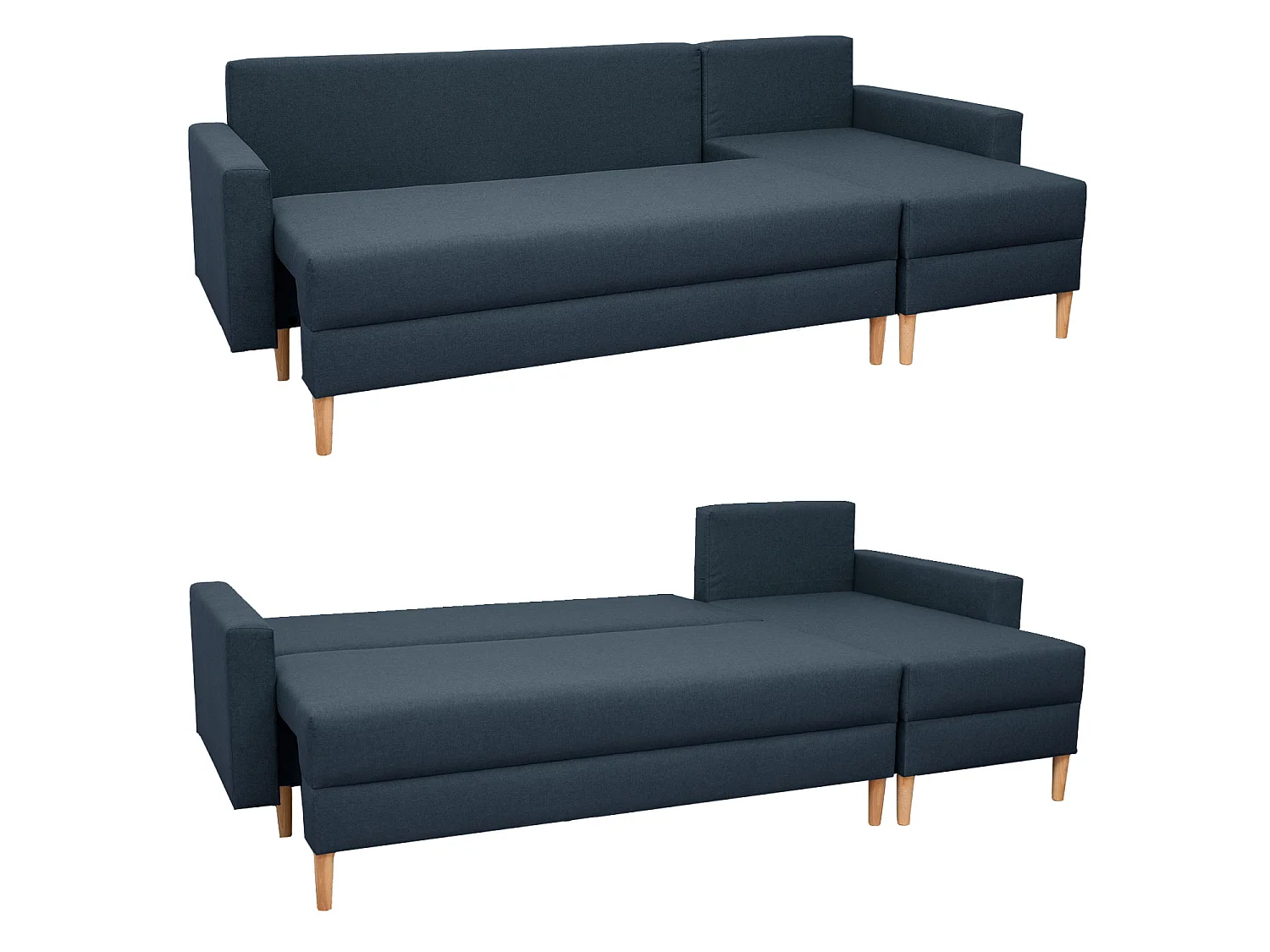 ANTONI 3 lugares sofá-cama de canto azul escuro