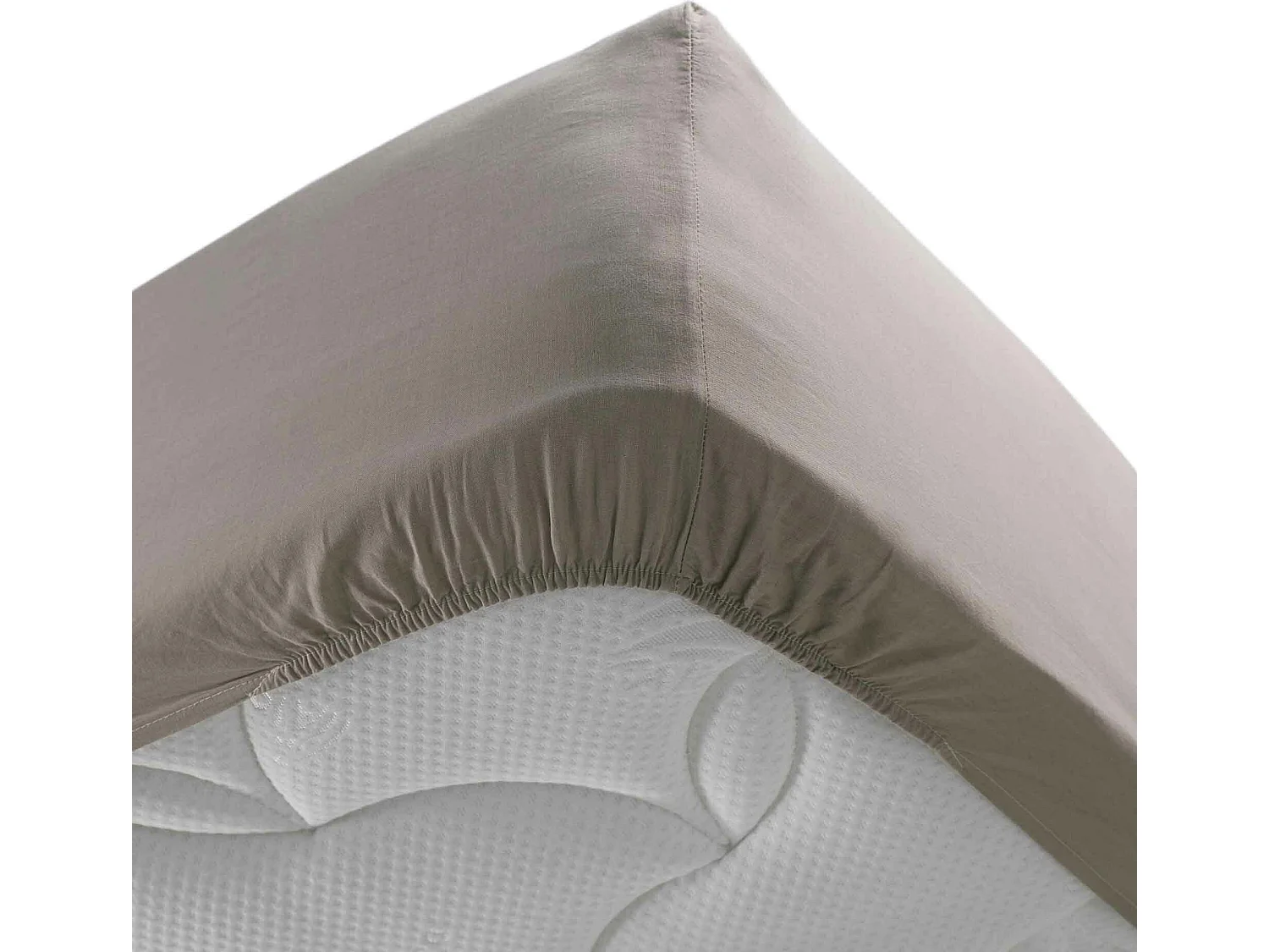 Drap housse Coton Lavé Stonalias Taupe 140x190cm