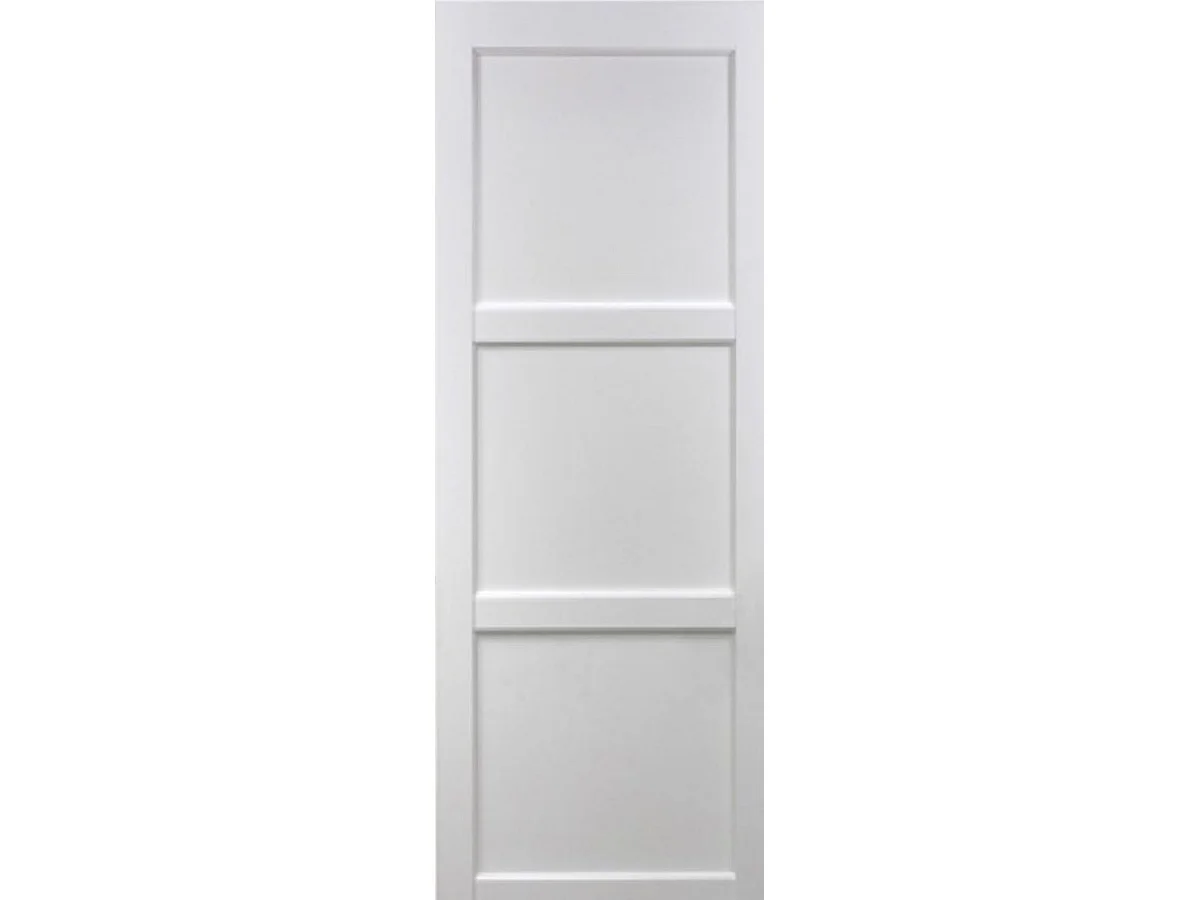 Puerta corredera Korya blanca de 3 paneles H204 x L83 cm, empotrada, kit de acabado Gd Menuiseries sin manilla