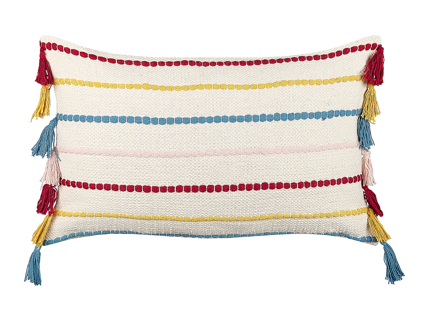 Dekokissen 2er Set mit Füllung Quasten Baumwolle bunt / beige 35 x 55 cm Modern Agave