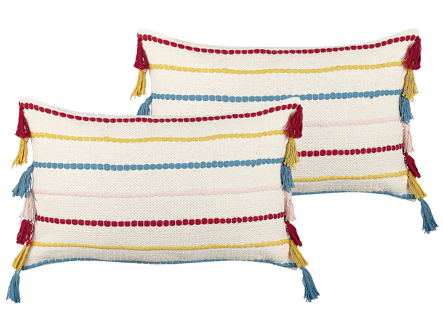 Lot de 2 coussins décoratifs AGAVE Coton 40 x 60 cm Beige clair À rayure